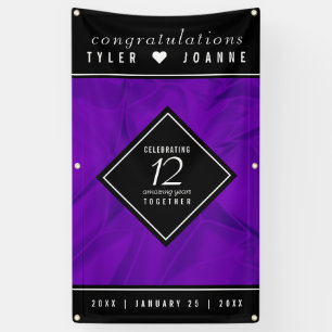 Elegant 12th Silk Wedding Anniversary Celebration Banner