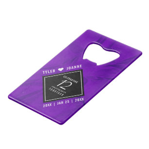 Elegant 12th Silk Wedding Anniversary Celebration Credit Card Bottle Opener