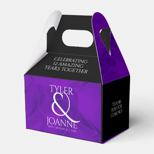 Elegant 12th Silk Wedding Anniversary Celebration Favor Box (Front Side)