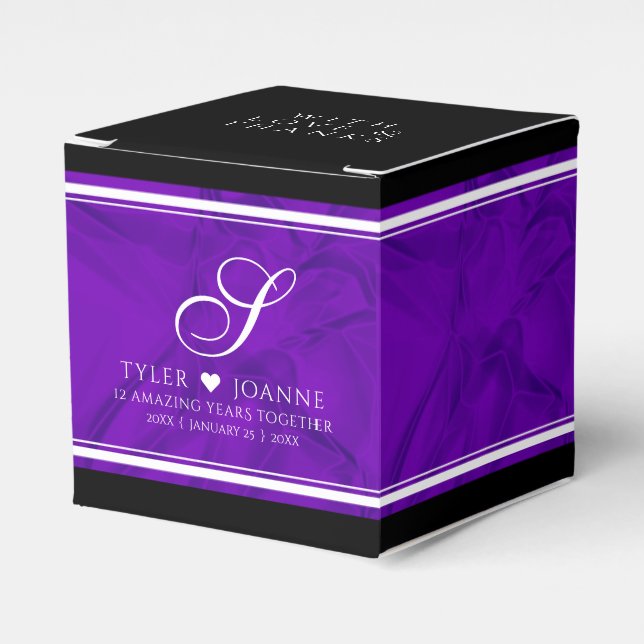 Elegant 12th Silk Wedding Anniversary Celebration Favor Box (Front Side)