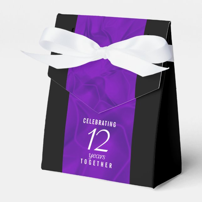 Elegant 12th Silk Wedding Anniversary Celebration Favor Box (Front Side)