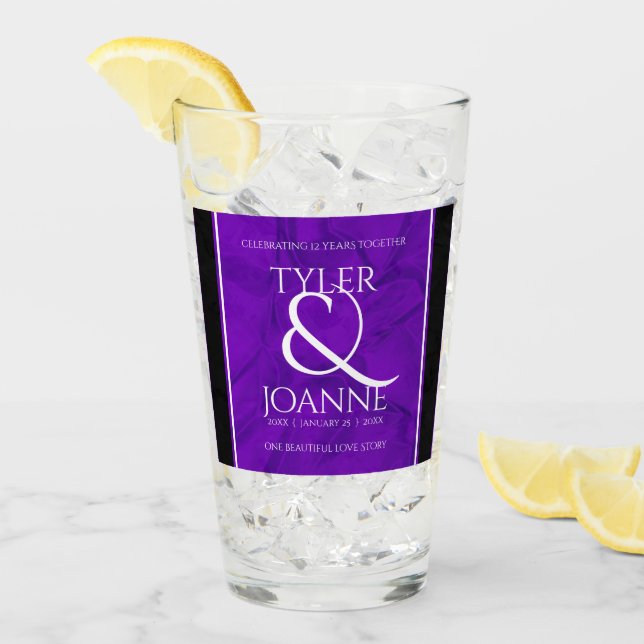 Elegant 12th Silk Wedding Anniversary Celebration Glass (Front Ice)
