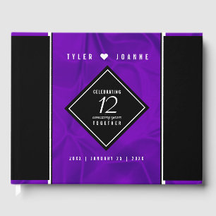 Elegant 12th Silk Wedding Anniversary Celebration Guest Book