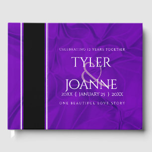 Elegant 12th Silk Wedding Anniversary Celebration Guest Book