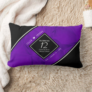 Elegant 12th Silk Wedding Anniversary Celebration Lumbar Pillow