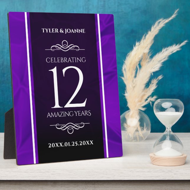 Elegant 12th Silk Wedding Anniversary Celebration Plaque (Side)