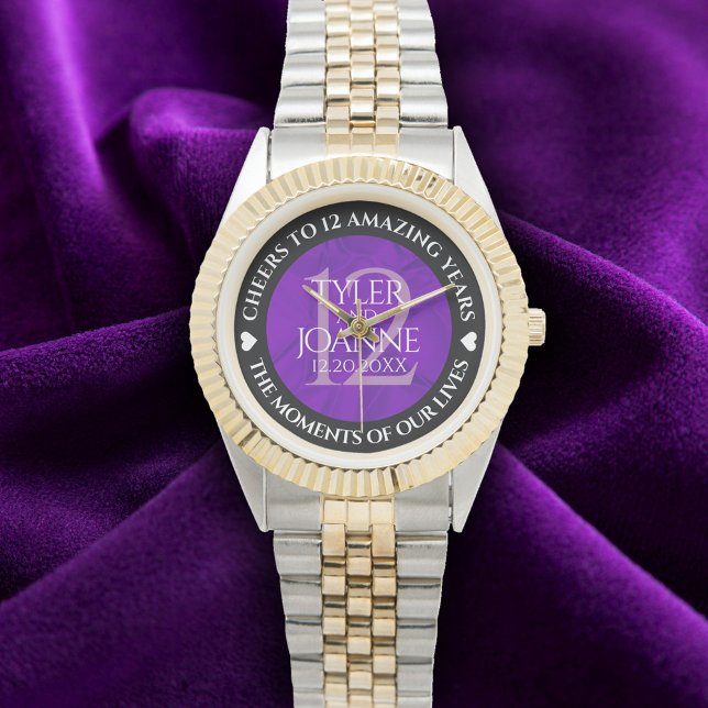 Elegant 12th Silk Wedding Anniversary Celebration Watch (Elegant 12th Silk Wedding Anniversary Wristwatch Cover Photo)