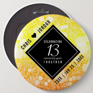 Elegant 13th Citrine Wedding Anniversary 6 Inch Round Button
