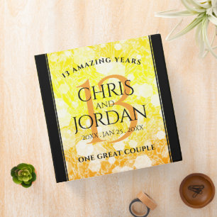 Elegant 13th Citrine Wedding Anniversary Binder