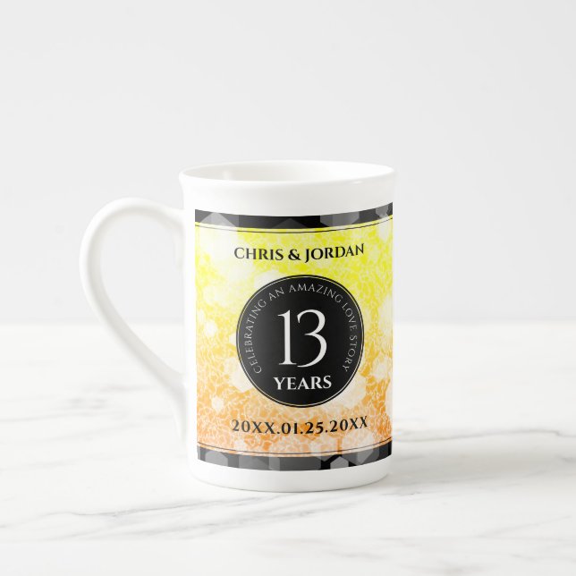 Elegant 13th Citrine Wedding Anniversary Bone China Mug (Left)