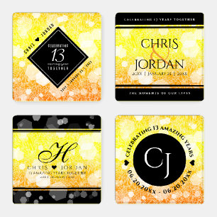Elegant 13th Citrine Wedding Anniversary Coaster Set