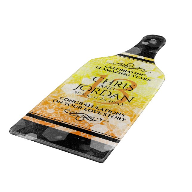 Elegant 13th Citrine Wedding Anniversary Cutting Board (Corner)