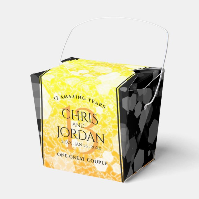 Elegant 13th Citrine Wedding Anniversary Favor Box (Front Side)