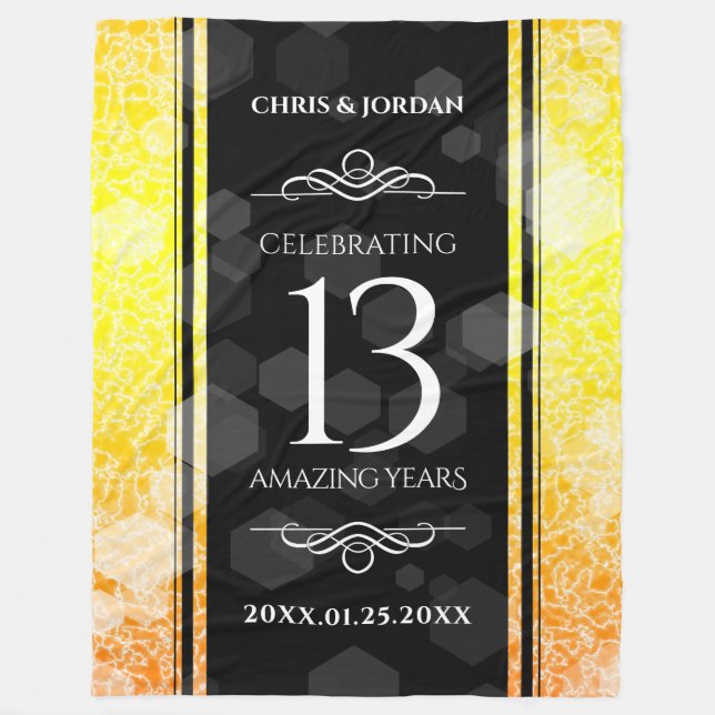 Elegant 13th Citrine Wedding Anniversary Fleece Blanket (Front)