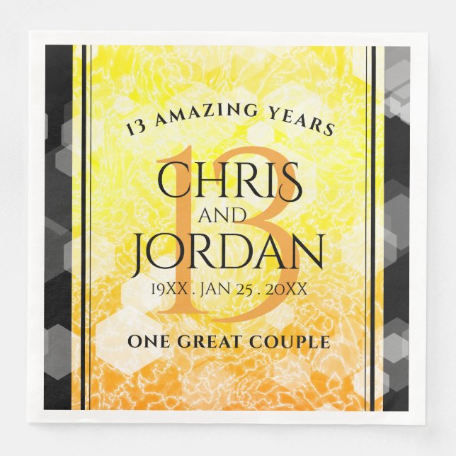 Elegant 13th Citrine Wedding Anniversary Napkin (Front)