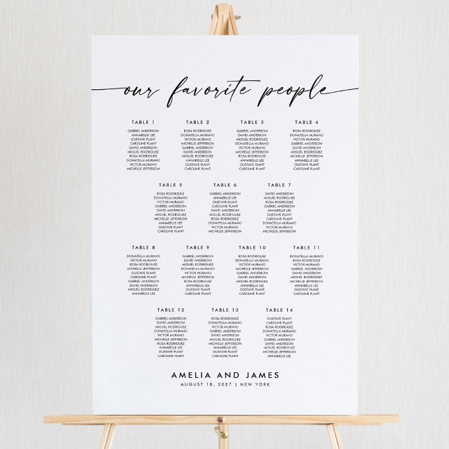Elegant 14 Tables Favourite People Seating Chart (Creator Uploaded)
