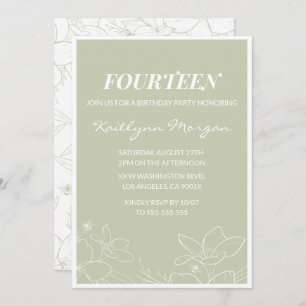 Elegant 14th birthday invitations Modern Floral 