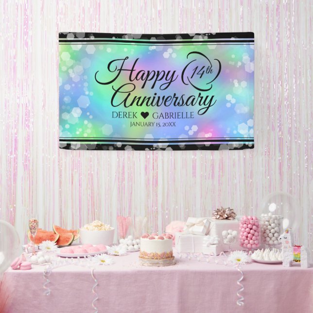 Elegant 14th Opal Wedding Anniversary Celebration Banner (Party)