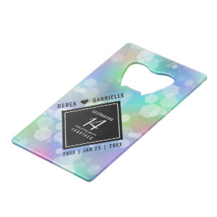 Elegant 14th Opal Wedding Anniversary Celebration Credit Card Bottle Opener