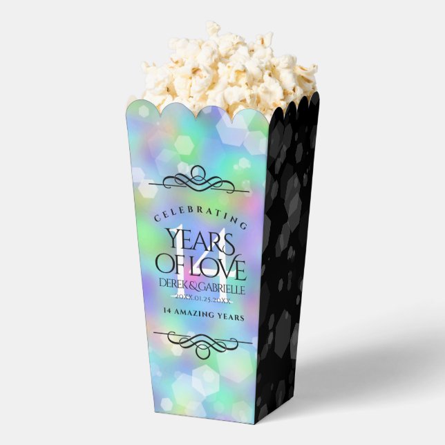Elegant 14th Opal Wedding Anniversary Celebration Favor Box (Popped)