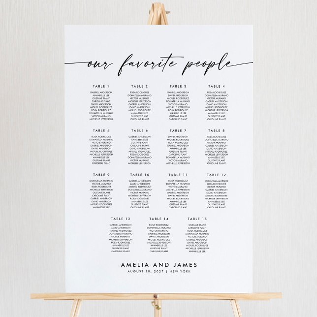 Elegant 15 Tables Favourite People Seating Chart (Creator Uploaded)
