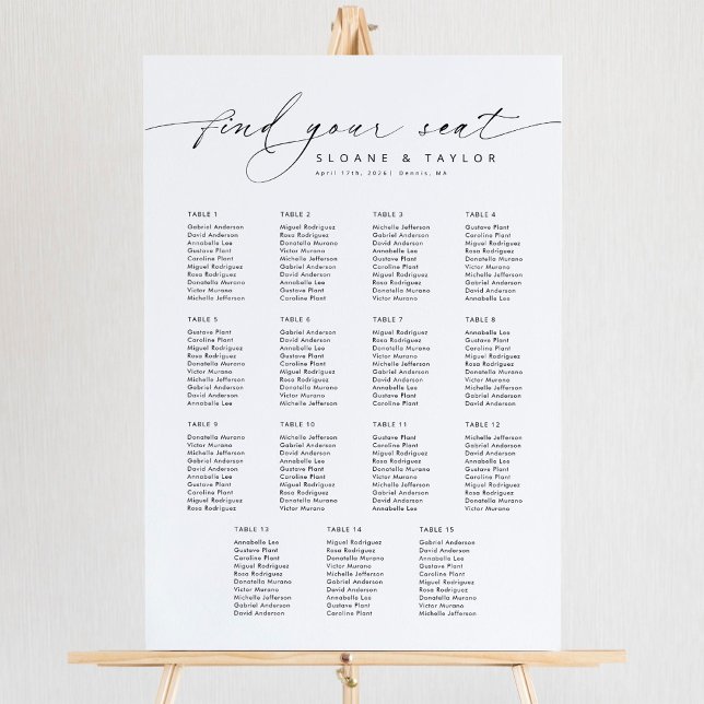 Elegant 15 Tables Find Your Seat Seating Chart (Creator Uploaded)
