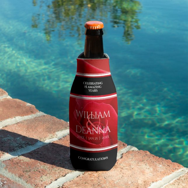Elegant 15th 26th 36th Rose Wedding Anniversary Bottle Cooler (In Situ Pool)