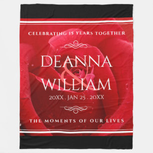 Elegant 15th 26th 36th Rose Wedding Anniversary Fleece Blanket