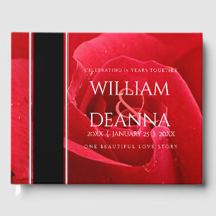 Elegant 15th 26th 36th Rose Wedding Anniversary Guest Book