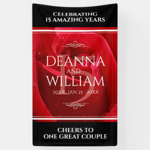 Elegant 15th Rose Wedding Anniversary Celebration Banner