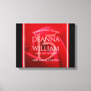 Elegant 15th Rose Wedding Anniversary Celebration Canvas Print