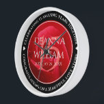 Elegant 15th Rose Wedding Anniversary Celebration Clock<br><div class="desc">Celebrate the 15th rose wedding anniversary and a love that stands the test of time with this commemorative clock! Elegant lettering on a romantic red rose background add a memorable touch for this special occasion and milestone. Customize with the couple's names, dates of marriage, and congratulatory messages. Design © W.H....</div>
