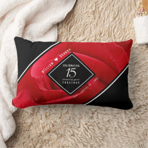 Elegant 15th Rose Wedding Anniversary Celebration Lumbar Pillow