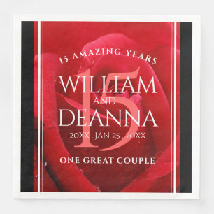Elegant 15th Rose Wedding Anniversary Celebration Napkin