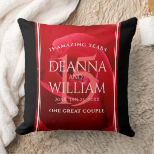 Elegant 15th Rose Wedding Anniversary Celebration Throw Pillow