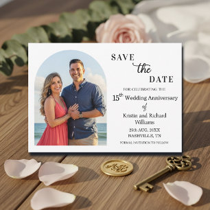 Elegant 15th Wedding Anniversary Photo Save The Date