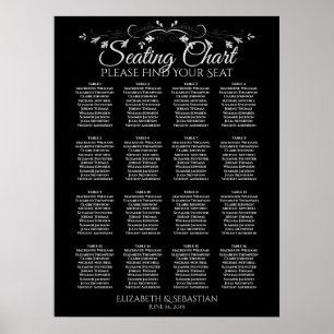 Elegant 16 Table Black Wedding Seating Chart