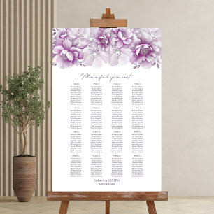 Elegant 16 Table Pink Floral Wedding Seating Chart