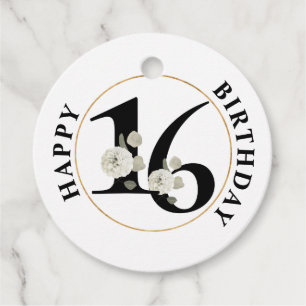 Elegant 16th Birthday Favour Tags