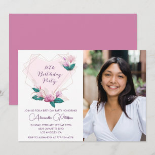 Elegant 16th birthday invitations Floral Photo