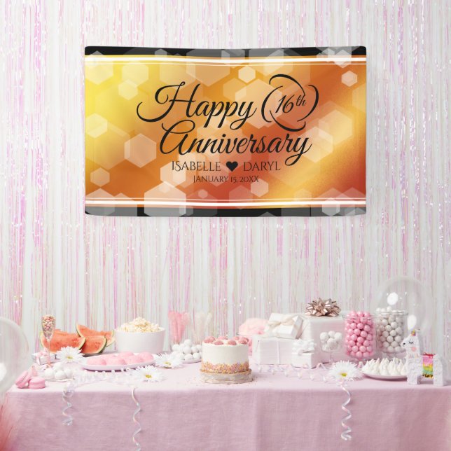 Elegant 16th Golden Topaz Wedding Anniversary Banner (Party)
