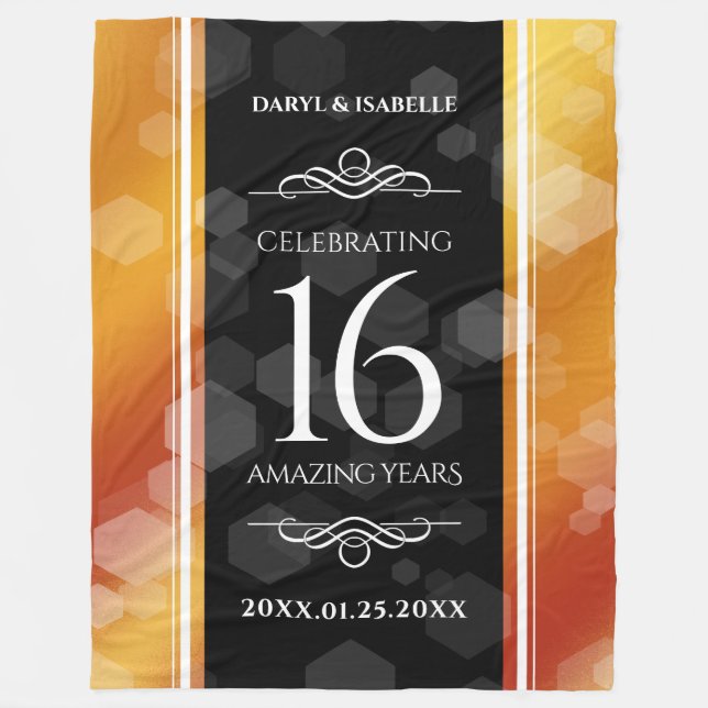Elegant 16th Golden Topaz Wedding Anniversary Fleece Blanket (Front)
