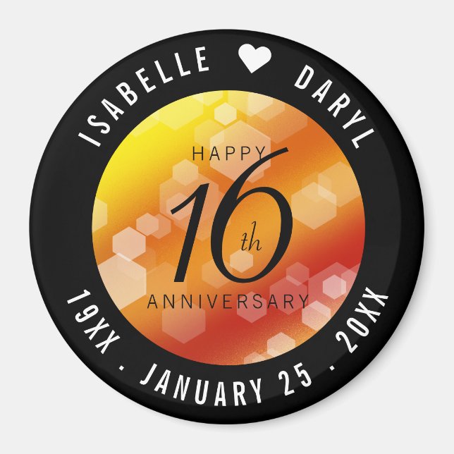 Elegant 16th Golden Topaz Wedding Anniversary Magn Magnet (Front)