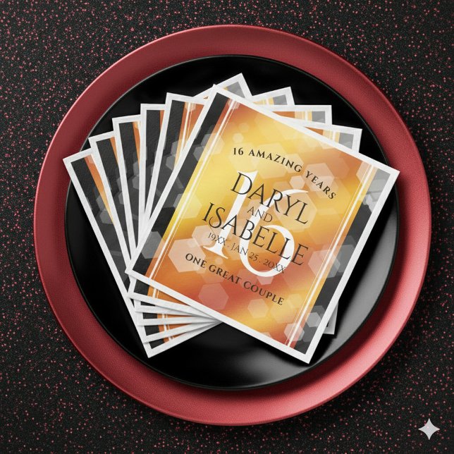 Elegant 16th Golden Topaz Wedding Anniversary Napkin (Elegant 16th Golden Topaz Wedding Anniversary Napkins Cover Photo)
