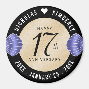 Elegant 17th Shells Beach Sand Wedding Anniversary Magnet