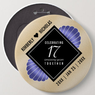 Elegant 17th Shells Wedding Anniversary 6 Inch Round Button