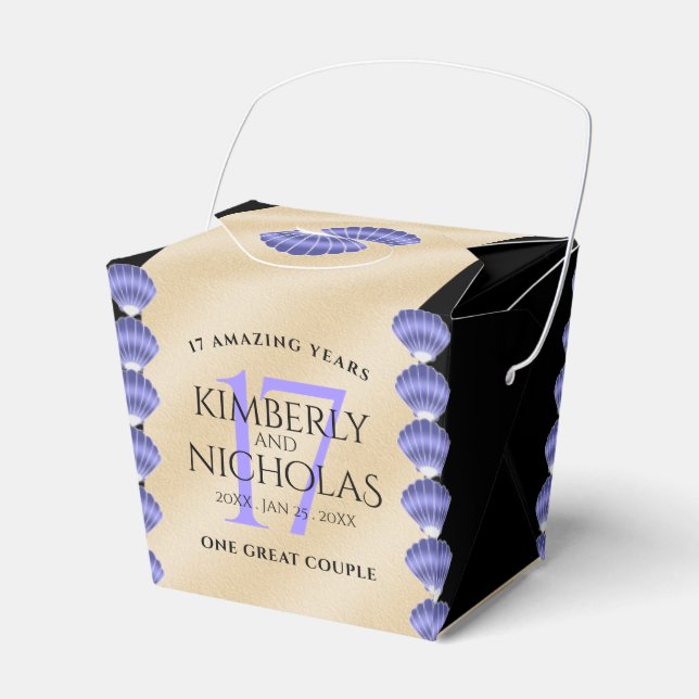 Elegant 17th Shells Wedding Anniversary Favor Box (Front Side)