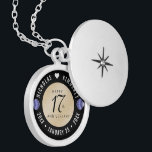 Elegant 17th Shells Wedding Anniversary Locket Necklace<br><div class="desc">Commemorate the 18th wedding anniversary with this elegant locket! Elegant black and white serif and sans serif lettering with stylized seashells on a beach sand white background add a memorable touch for this special occasion and milestone. Customize with the happy couple's names, and add dates for their shells anniversary. Design...</div>