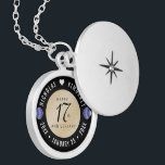 Elegant 17th Shells Wedding Anniversary Locket Necklace<br><div class="desc">Commemorate the 18th wedding anniversary with this elegant locket! Elegant black and white serif and sans serif lettering with stylized seashells on a beach sand white background add a memorable touch for this special occasion and milestone. Customize with the happy couple's names, and add dates for their shells anniversary. Design...</div>