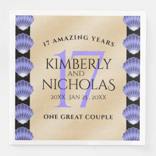 Elegant 17th Shells Wedding Anniversary Napkin